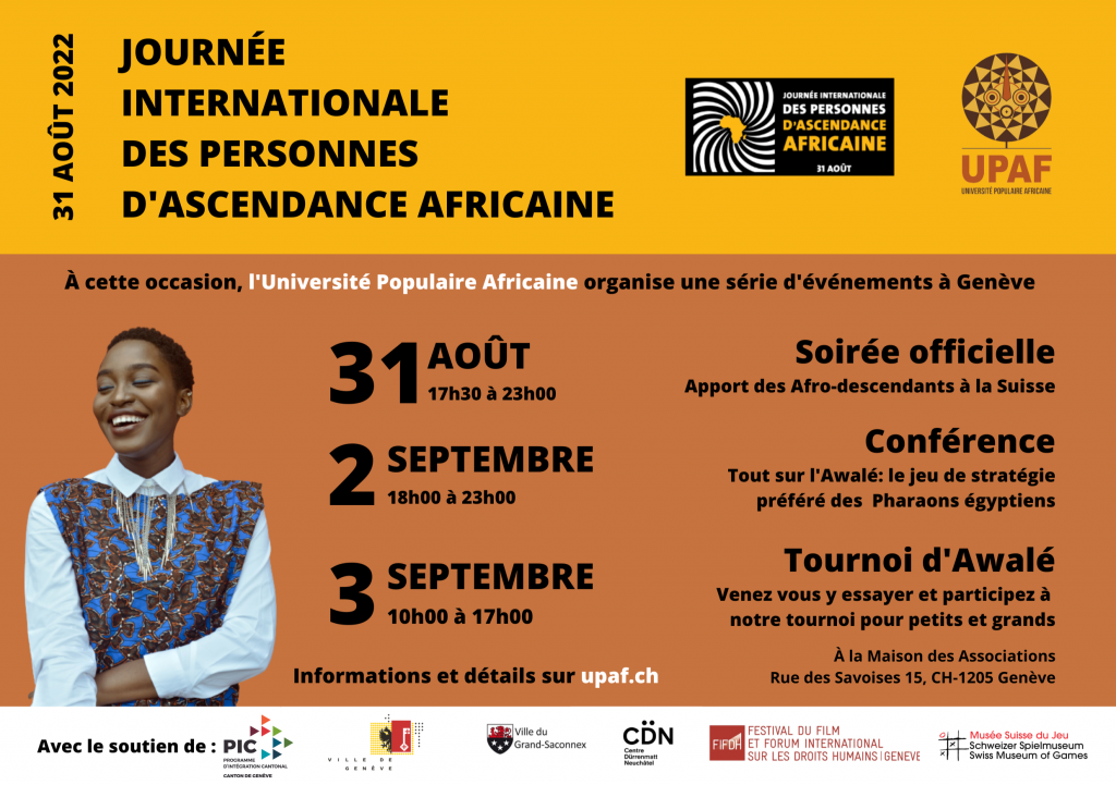 You are currently viewing 31 août 2022 – Journée internationale des personnes d’ascendance africaine – Programme des manifestations organisées par l’UPAF